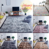 [S/L/XL] Alas Kaki Karpet Bulu Panjang Lembut Corak \Ikat Celup\" (Tie Dye Long Hair Silk Wool Carpe
