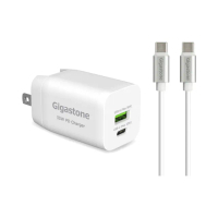 【GIGASTONE 立達】PD/QC3.0 33W快充充電器+C to C 60W充電傳輸線(iPhone16/Android/安卓手機充電頭組)