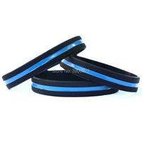 300pcs Thin Blue line silicone wristband rubber bracelet free shipping by DHL