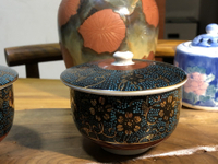 日本中古回流九谷燒滿工手點青粒金蒔繪蓋杯 全新高品