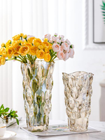 北歐輕奢水晶透明玻璃花瓶擺件客廳插花富貴竹玫瑰百合鮮花裝飾❀❀城市玩家