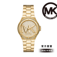 【Michael Kors 官方直營】Lennox LOGO耀眼金星時尚女錶 金色不鏽鋼鍊帶 手錶 37MM MK7229