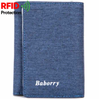 New RFID Blocking Wallets Coin Purse Wallets for Men with Checkbook Holder Card Case Classic Canvas Mens Wallet Money Bag Purses