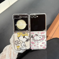 Ốp Điện Thoại Vòng Tay Snoopy Kính Râm Trái Tim Màu Hồng Hoạt Hình, Thích Hợp Cho Samsung Galaxy ZFl