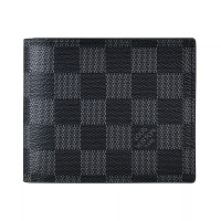 【Louis Vuitton 路易威登】LV N60053 AMERIGO棋盤格LOGO Damier Graphite帆布8卡對折短夾(黑)