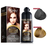 Mokeru 500ml Fast Dye Biotin Collagen Permanent Hair Natural Herbal Easy Using Color Dye Shampoo For Women