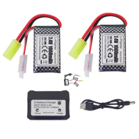 2PCS 7.4V 1000mAh Odamiya plug Li-Po battery+2 in 1 charger for 9300 9310 9305E 9304E 9303E 9302E 9301 9201E RC Drone