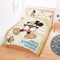 【享夢城堡】雙人床包兩用被套四件組(迪士尼米奇MICKEY 兜圈圈-卡其)