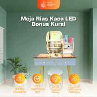 Meja Rias LED Minimalis Modern dengan Cermin Lampu & Laci/Meja Rias LED Modern dengan Rak & Laci Pen
