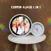 Cermin Ajaib 3 in 1 - Hadiah Wisuda Sidang Ultah Wedding Birthday Gift Jam Lampu Tidur Cermin Makeup
