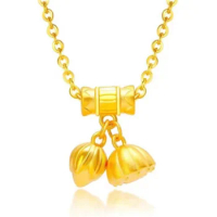 fine gold 999 pendants for women 24k pure gold lotus pendant gold charms