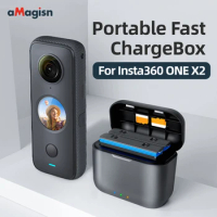 Portable Charge Box USB Type C Battery Charger Case Mini Lightweight Compartment Accessories for Insta360 One X2 Battery