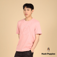 【Hush Puppies】男裝 T恤 品牌立體鋼模漁夫帽狗T恤(中粉紅 / 43111212)