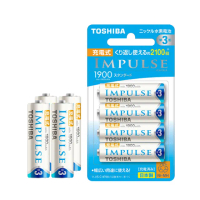 【TOSHIBA 東芝】新版日本製 IMPULSE 1900mAh低自放3號充電電池TNH-3ME-4顆入