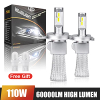 110W 60000LM H7 H4 H11 LED Car Headlight Bulbs H1 H8 H9 9005 HB3 9006 HB4 6000K White CSP Chip Fanless No Fan Bulb Copper Strip