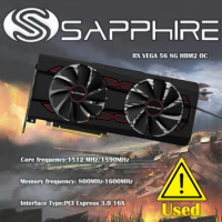 Used Sapphire RX VEGA 56 8G HBM2 OC Graphics Card GPU Video Cards Desktop PC AMD Computer Game