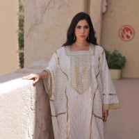 Pakaian Wanita Muslim, Fesyen, Kaftan Berpetak Arab dan Dubai, Sulaman, Gaun Lengan Batwing Baju Clo