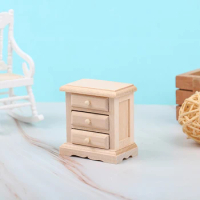 1PCS 1:12 Dollhouse Wooden Miniature Bedside Cupboard Dolls Furniture DIY Accessories Decor