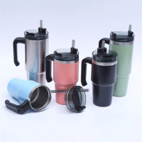 75pcs/Lot Straw Tumbler Mug Skinny Cup 20oz/600ml 30oz/900ml 18/8 Stainless Steel Insulated Vacuum 2-Wall Glass Optional Handle