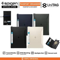 SPIGEN Passport Holder Dompet Paspor Card Slot Wallet Leather Pouch Passport Fabric RFID Card Holder