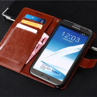 A15 Luxury Vintage Leather Wallet Stand case for Samsung Galaxy Note 2 II note2 N7100 7100 N7105 Phone Bag with Card holder