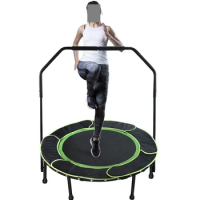Foldable Mini Trampoline, Fitness Rebounder with Adjustable Foam Handle, Exercise Trampoline