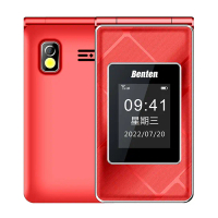 Benten F72 雙螢幕4G折疊手機-紅色-送皮套+配件包(含電池+電池座充)+TYPE-C線