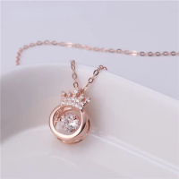 Rose-Gold Alloy Crown Throbbing Zircon Necklace Women 2022 Latest Wedding Royal Style 3 Colors Clean Stone Lady Party Jewelry