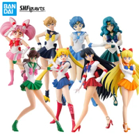 Bandai Original Sailor Moon Anime Figure Shfiguarts Meiou Setsuna Sailor Saturn Kino Makoto Tenoh Haruka Action Model Toy Gift