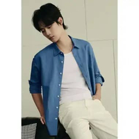 Giordano Men's (Online Exclusive) Korea Long Sleeve Cotton Shirt 0104549004 Dusty Blue M