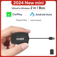XUDA Wired to Wireless 2 in 1 Mini AI Box Carplay Wireless Android Auto Adapter Wireless CarPlay For Audi Toyota Audi VW Golf