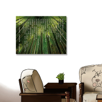 【24mama 掛畫】單聯式 油畫布 竹林 日本 嵐山 森林 植物 安寧 東方 無框畫-80x60cm(般若波羅密多心經)