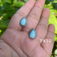 Anting Earrings Sumpel Stud Tusuk Giwang Perak Silver Bali Asli 925 Teardrop Larimar Wanita Perempua