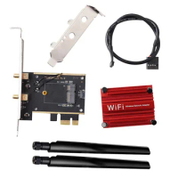 M.2 To PCI Express Wifi Wireless Adapter Converter NGFF M.2 WiFi Bluetooth Card with 2x Antenna For Intel BE200 AX210 AX200 9260
