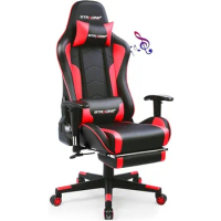 GTRACING Gaming Chair with Footrest Video Game Chair Bluetooth Music Heavy Duty Ergonomic Computer Office Desk Chair Red