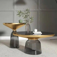 Transparent Table Glass Tea Table Nordic Coffee Tables Round Side Table Living Room Modern Creative Furniture End Tables