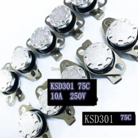 10pcs KSD301 75 Degrees NO Normally open Automatic Closure Temperature switch 75C Normally Closed Automatic Disconnecting Switch