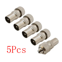 5Pcs Metal Nickel-Plated Antenna TV Male Plug TV Aerial Connector RF Coax Cable Plugs Adaptor