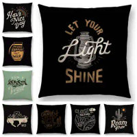 Outdoor Activities Letters Pillowcase Great Nature Adventure Camp Explore Hike Seek Wild Stormy Light Shine Cushion Cover