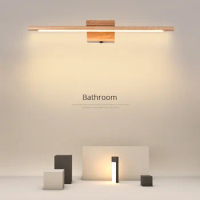 LED Mirror Front Light Log Nordic Bathroom Mirror Light Solid Wood Mirror Cabinet Light Dressing Table Lamp With Switch