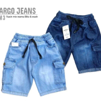 Celana Jeans Anak Cargo Fashion Medan Jaya Bahan Lembut 4 Saku Aktif Tahan Lama Size 4-8 Biru Tua & 