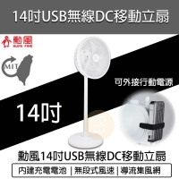 【現貨免運費】勳風 14吋 USB充電式行動DC直流電風扇 HF-B22U 內建充電電池 電扇 立扇 露營 停電