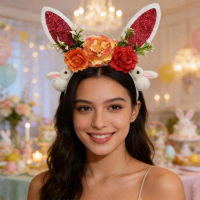 Aksesori rambut Paskah gaya eclectic yang segar dan manis dengan reka bentuk asli; ikat kepala kanak