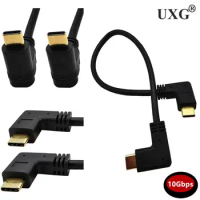 USB-C Type-C to Type-C Connector Adapter Cable Gen2 10Gbps 30w 45w 65W 85W Dual 90 Degree Left Right Angled Type C Cable 30cm