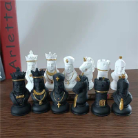Black &amp; White International Chess Figurines Statue Chess Pieces Board Games Accessories Home Decor Chessmen Ornaments