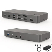 Displaylink Docking Station 3 Monitors Universal Laptop Dock Hybrid USB A/C Port for Windows Thunderbolt 4/3 MacBook M1 M2 M3