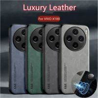 Luxury Shockproof Case for VIVO X100 Pro Protective Cover Magnetic Car Holder Protection Phone Coque Fundas