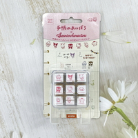 日本製 Sanrio 三麗鷗人物 手帳本用木製印章 收納盒組｜小鶴日貨
