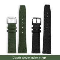 Nylon Canvas Fabric Watch Band for IWC Pilot Spitfire Timezone Top Gun Portuguese Cowhide Watch Strap 20mm 21mm 22mm Wristwatch