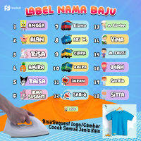 Stiker Kain Kaos Baju Tahan Lama 28pcs - Setiker Label Setrika Custom Nama & Karakter Lucu